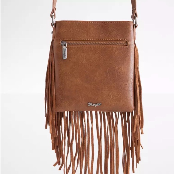 SOLD OUT Wrangler Fringe Denim Crossbody 🤠 Western Boho Jean Pocket Bag - Picture 3 of 6
